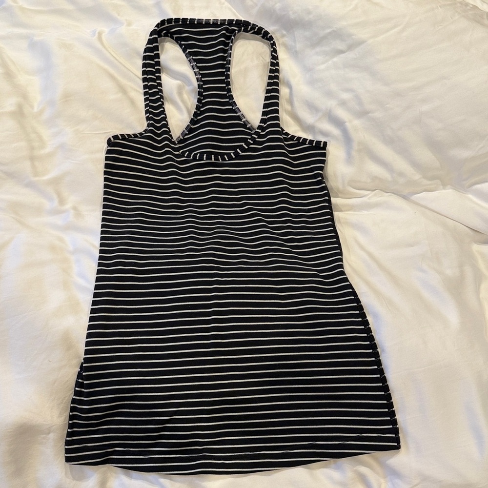 Lululemon Athletica Black and White Striped Tank Top